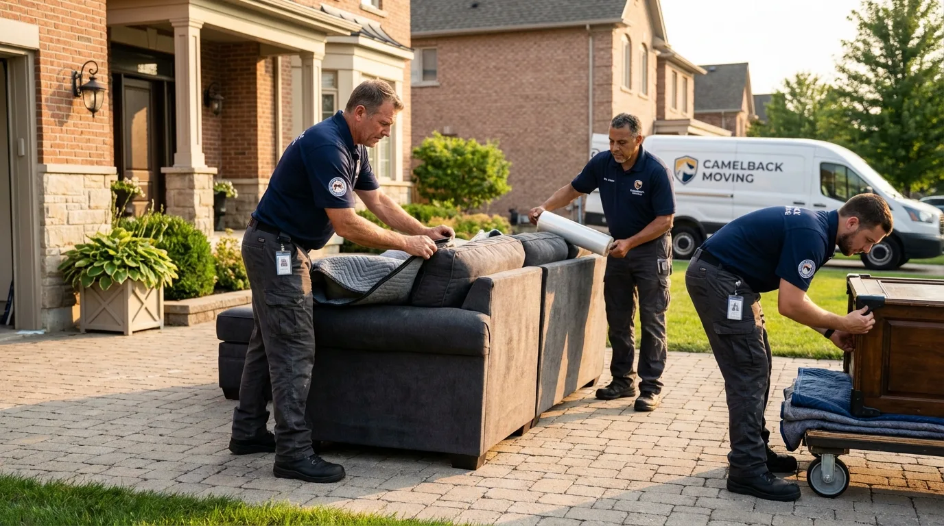 Large estate moving crew wrapping furniture in Priest River, ID